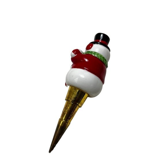 Ceramic Figural Snowman Christmas Holiday Wine Bottle Stopper - Picture 4 of 6